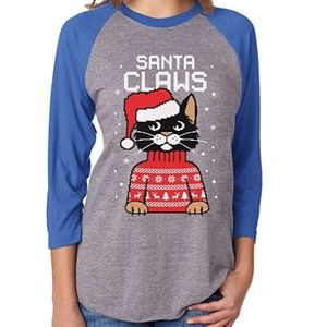 TStars Santa Claws Christmas baseball tee